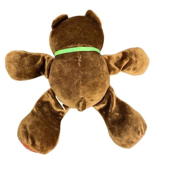 Vintage 1987 Hallmark Bently Bear Jingle Bell 10” Plush Brown Velour With Plaid - Picture 2 of 6